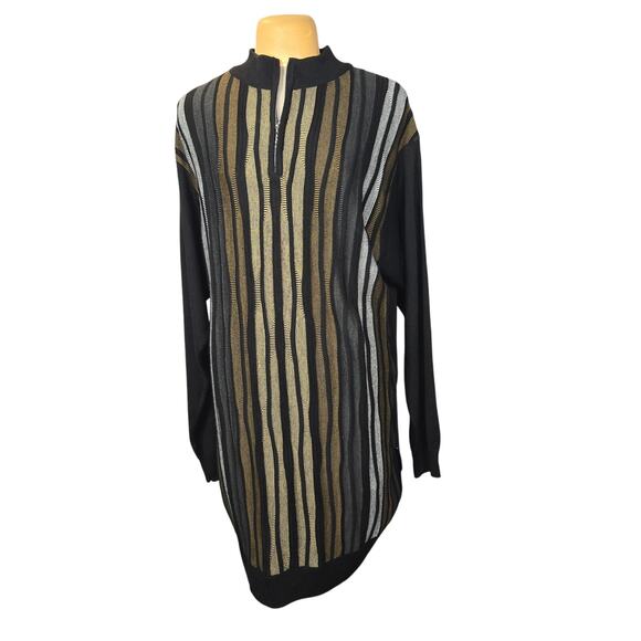 Steve Harvey Celebrity Edition Mens 4XLT Quarter ZIp Sweater Striped Tall Career - Picture 1 of 11